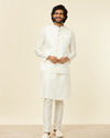 alt message - Manyavar Men Warm White Grid Patterned Nehru Jacket image number 2